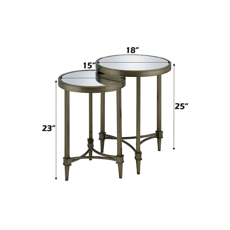 Aditya - Nesting Table - Mirrored & Antique Brass - R&R Furniture Gallery (Fountain Valley, CA)