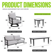 Life Outside 4-piece outdoor conversation set with chairs, bench sofa, tables, and Sunbrella cushions for patio relaxation.