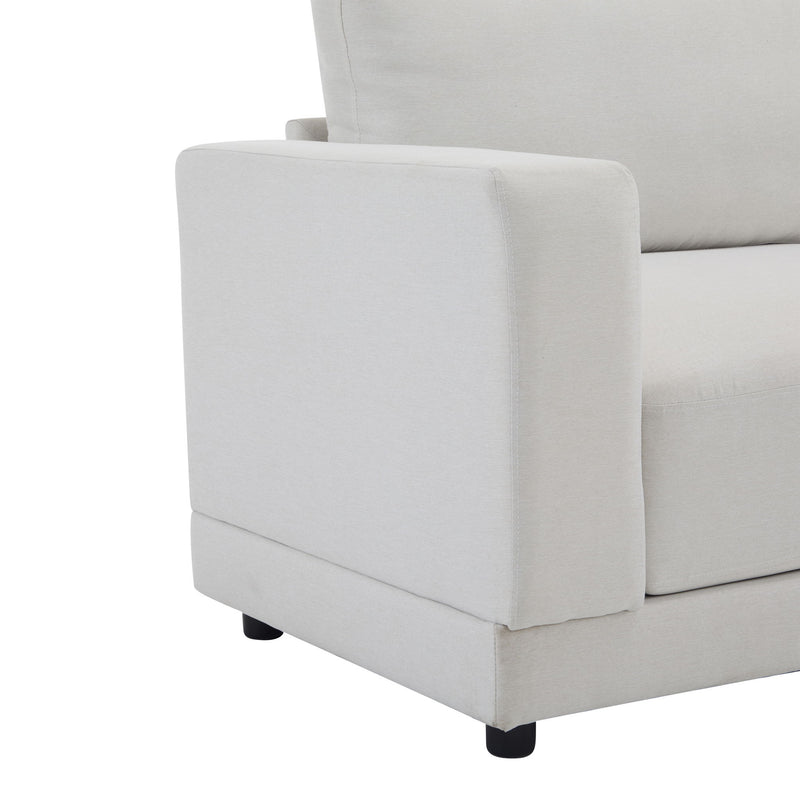 Modern Square Arm Sofa With Soft Fabric Upholstery, Deep Cushions - R&R Furniture Gallery (Fountain Valley, CA)