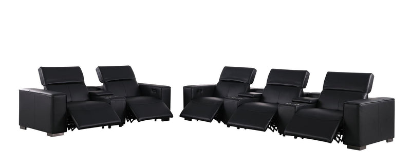 1208 - Modular Leather Sofa Loveseat With 6 Recliners And Power Headrests