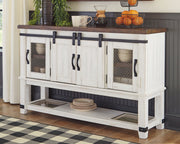 Valebeck - Dining Room Server - White / Brown - R&R Furniture Gallery (Fountain Valley, CA)