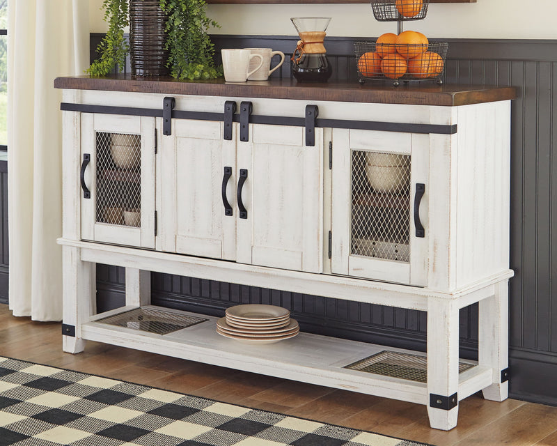 Valebeck - Dining Room Server - White / Brown - R&R Furniture Gallery (Fountain Valley, CA)