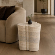 Meru - Modern Faux Travertine Concrete End Table — view 4