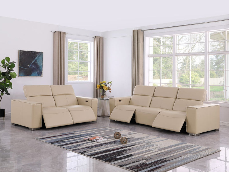 1208 - Leather Reclining Set (Sofa & Loveseat With Four Power Recliners)