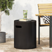 Noble House outdoor copper end table with cutout handle, featuring a sleek design and sturdy construction for patio or garden use.