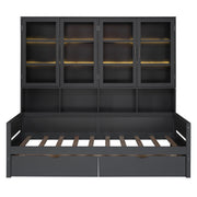 Daybed With Glass Door Storage Cabinets, Built In LED Lighting And Shelves - R&R Furniture Gallery (Fountain Valley, CA)