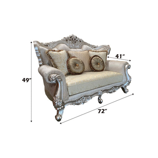 Bently - Loveseat With 5 Pillows (Same Lv01580) - Fabric & Champagne - R&R Furniture Gallery (Fountain Valley, CA)