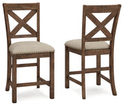 Moriville - Upholstered Barstool (Set of 2) - Beige - R&R Furniture Gallery (Fountain Valley, CA)