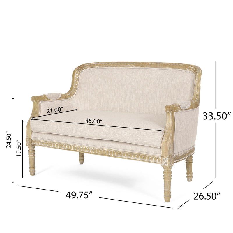 Noble House Inspired Style stationary loveseat with plush upholstery and modern design, perfect for cozy living room seating.