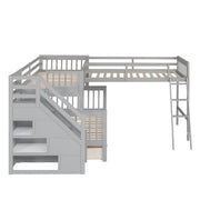 Solid L Shaped Bunk Bed With 3 Drawers, Ladder And Staircase - R&R Furniture Gallery (Fountain Valley, CA)