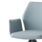 Segismunda - Arm Chair With Swivel - Light Blue Leather & Black - R&R Furniture Gallery (Fountain Valley, CA)