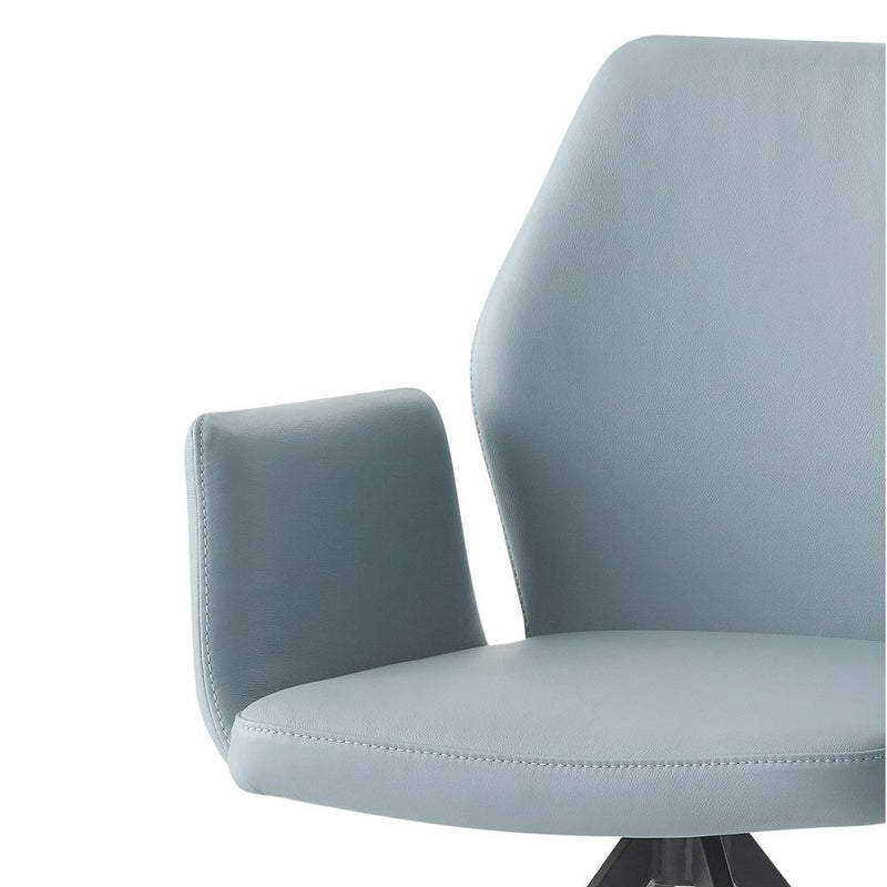 Segismunda - Arm Chair With Swivel - Light Blue Leather & Black - R&R Furniture Gallery (Fountain Valley, CA)