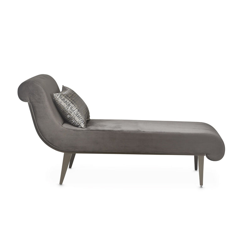 Roxbury Park - Velvet Chaise - Gray Pearl / Stainless Steel - R&R Furniture Gallery (Fountain Valley, CA)