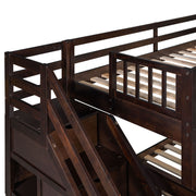Solid L Shaped Bunk Bed With 3 Drawers, Ladder And Staircase - R&R Furniture Gallery (Fountain Valley, CA)