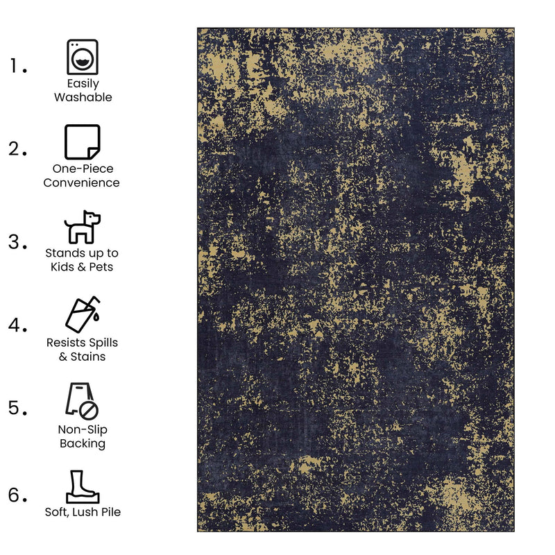 Maval - Abstract Washable Area Rug - R&R Furniture Gallery (Fountain Valley, CA)