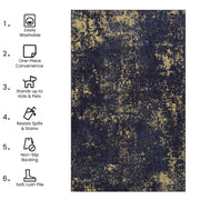 Maval - 6' X 9' Washable Area Rug - Black / Gold - R&R Furniture Gallery (Fountain Valley, CA)