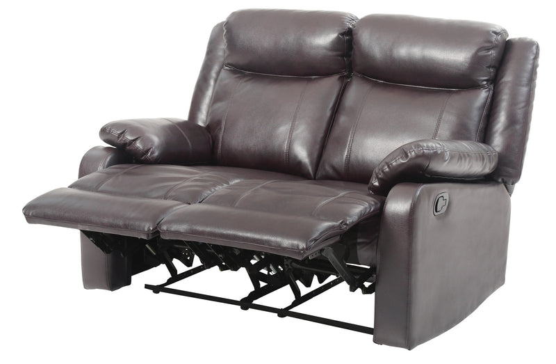 Glory Furniture Ward reclining loveseat for two with plush cushions and modern design, perfect for cozy living room seating.