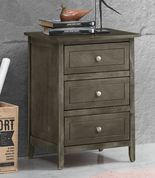 Glory Furniture Dove Tailed Drawers 3 Drawer Accent Nightstand with wood finish and modern design, featuring sleek handles and sturdy construction.