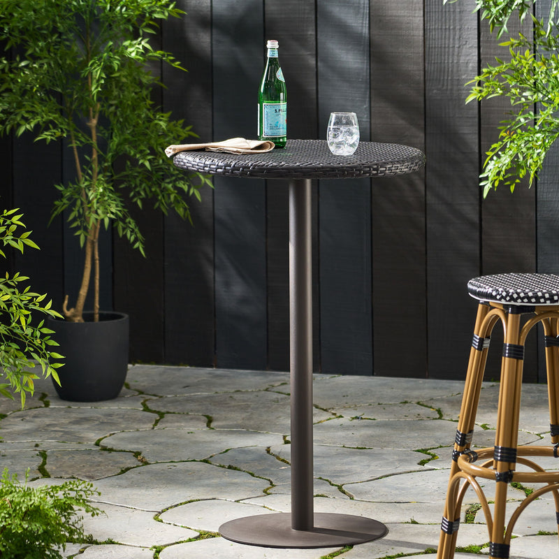 Outdoor Round Rattan Bar Table With Iron Frame - Multi Brown - R&R Furniture Gallery (Fountain Valley, CA)