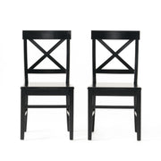 Set of two Noble House Plethora dining chairs with X-shaped back, modern wooden frame and cushioned seats for stylish dining rooms.