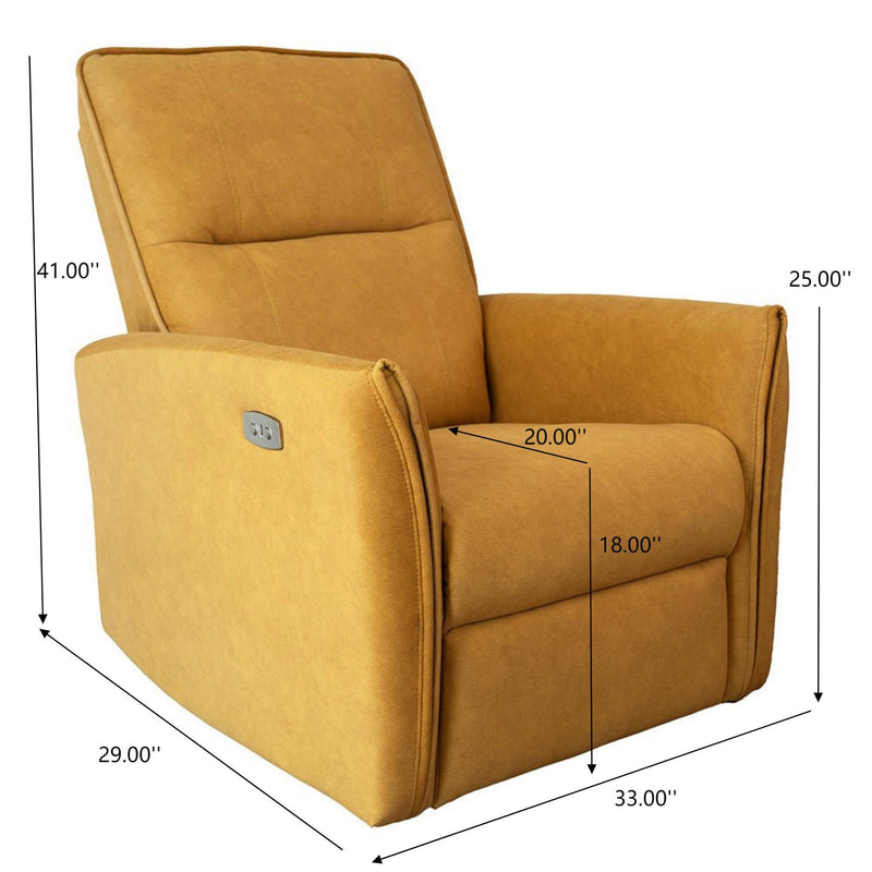 Suede Recliner Chair - Dark Yellow - R&R Furniture Gallery (Fountain Valley, CA)