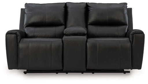 Glossmore - Reclining Loveseat With Console - Black - R&R Furniture Gallery (Fountain Valley, CA)