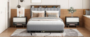 Upholstered Platform Bed With Storage Headboard, Trundle & 2 Drawers And A Set Of Sockets & USB Ports - R&R Furniture Gallery (Fountain Valley, CA)