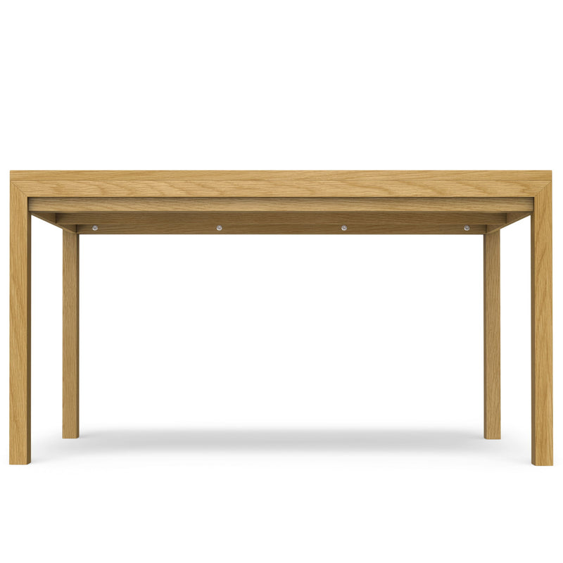 Wilson handcrafted dining table by Simpli-Home with a wooden surface and sturdy legs, ideal for family meals and gatherings.