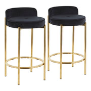 Pair of Lumi Source Chloe contemporary counter stools with sleek design, dark finish, and cushioned seats in set of two.