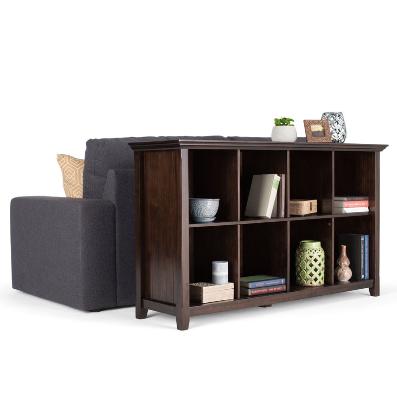 Simpli-Home Acadian handcrafted cube storage organizer with five open compartments for versatile storage and display.