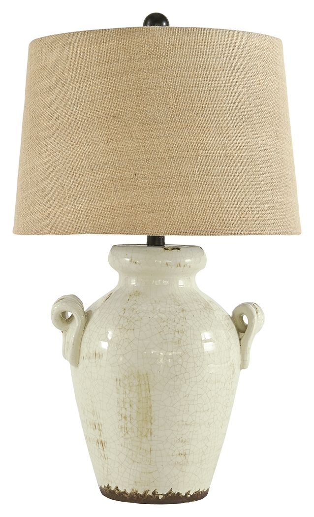 Emelda - Ceramic Table Lamp  - Cream - R&R Furniture Gallery (Fountain Valley, CA)