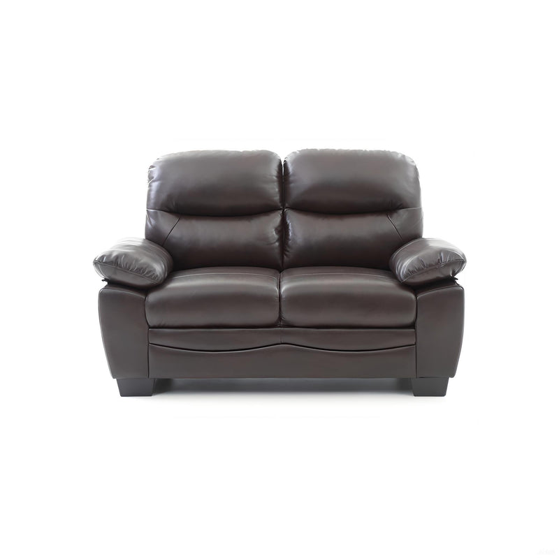 Glory Furniture Marta stationary loveseat with plush fabric upholstery and cushioned armrests, perfect for living room seating.