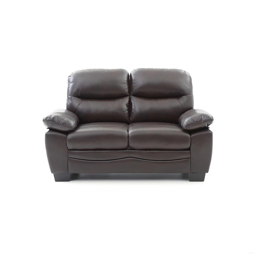 Glory Furniture Marta stationary loveseat with plush fabric upholstery and cushioned armrests, perfect for living room seating.
