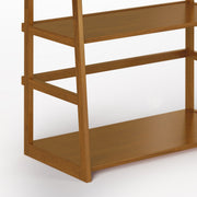 Handcrafted Acadian ladder shelf bookcase by Simpli-Home with multiple wooden shelves and a sturdy frame for stylish storage.