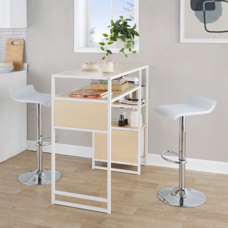 Set of two Lumi Source Ale contemporary adjustable barstools with sleek modern design and wooden seats.