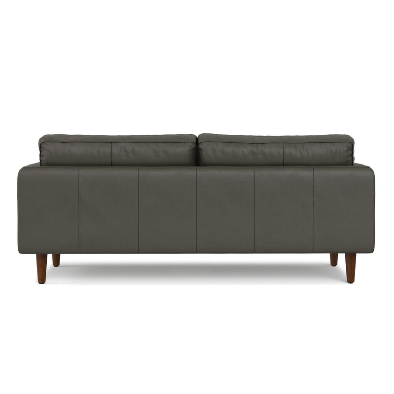 Livingston upholstered stationary sofa by Simpli-Home with plush cushions and fabric upholstery in a modern living room setting.