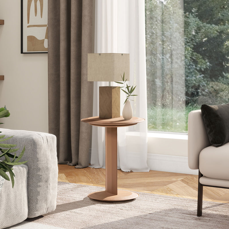 Mode - Leatherette Round C-Shaped Sofa Side Table - Saddle Brown - R&R Furniture Gallery (Fountain Valley, CA)