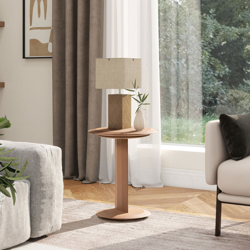 Mode - Leatherette Round C-Shaped Sofa Side Table - Saddle Brown - R&R Furniture Gallery (Fountain Valley, CA)