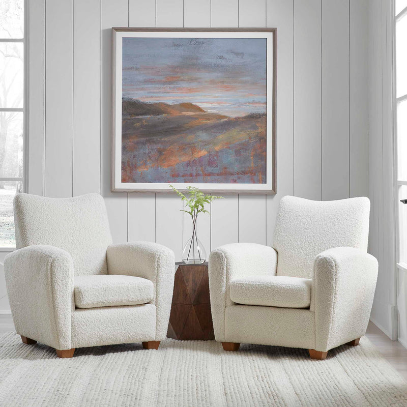 Uttermost Dawn On The Hills framed print featuring a serene purple landscape scene in a stylish frame.