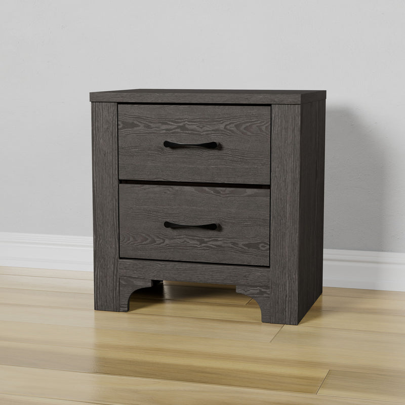 Modern 2 Drawer Nightstand - Brown - Wood - R&R Furniture Gallery (Fountain Valley, CA)