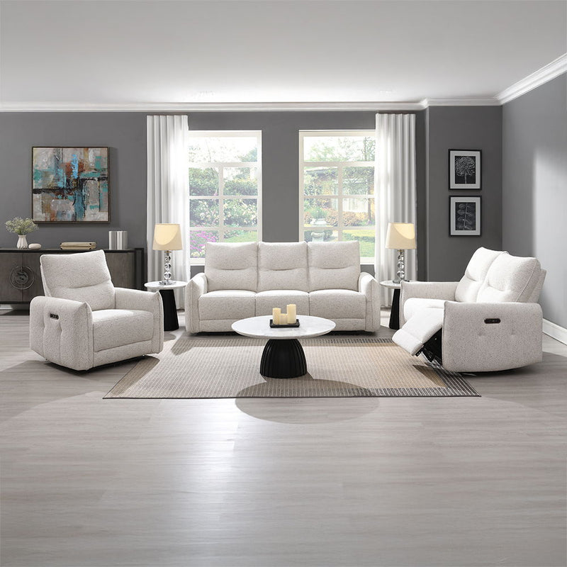 Lalisa - Power Motion Loveseat With USB Port - Cream Chenille - R&R Furniture Gallery (Fountain Valley, CA)