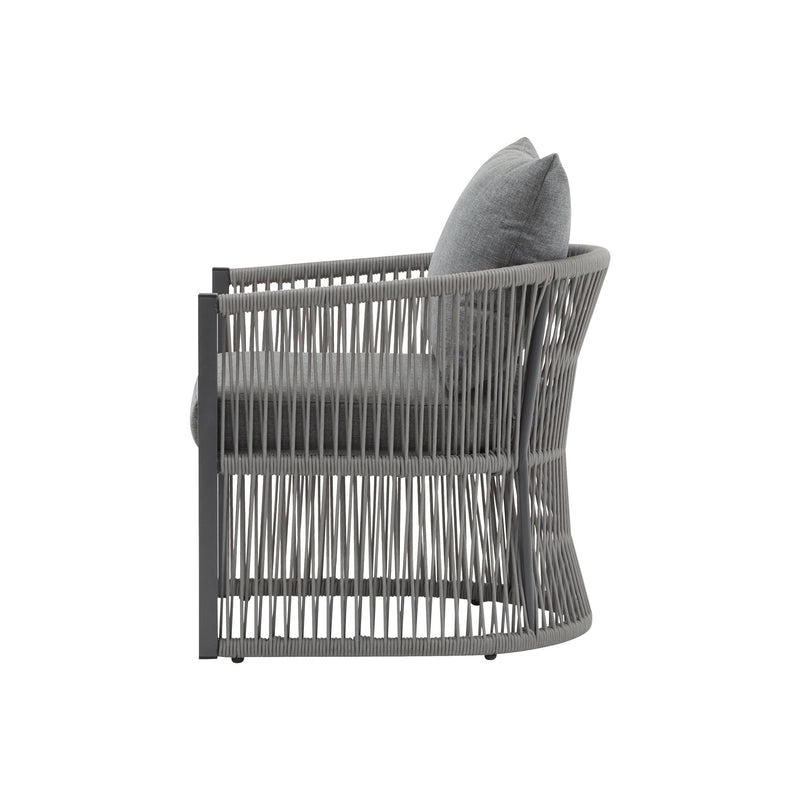Modern Curved Aluminum Lounge Chair With Stylish Rope Weave Design And Cushioned Comfort For Outdoor - R&R Furniture Gallery (Fountain Valley, CA)