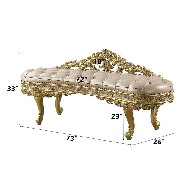 Cabriole - Bench - Light Gold Synthetic Leather & Gold - R&R Furniture Gallery (Fountain Valley, CA)