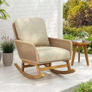 Contemporary Minimalist Wicker Rocking Chair With Soft Cushions - R&R Furniture Gallery (Fountain Valley, CA)
