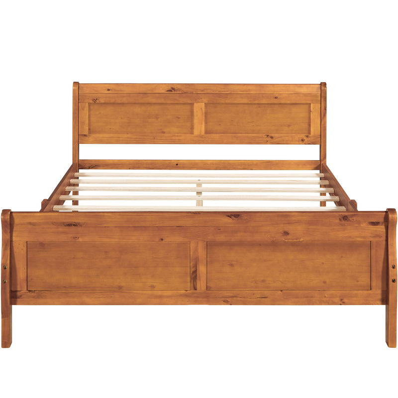Platform Bed Frame Mattress Foundation Sleigh Bed With Headboard / Footboard / Wood Slat Suppor - R&R Furniture Gallery (Fountain Valley, CA)