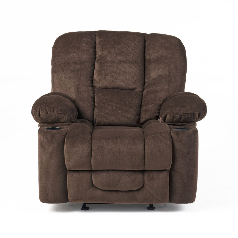 Luxurious Manual Recliner Chair With Skin-Friendly Fabric And Dual Cup Holders - R&R Furniture Gallery (Fountain Valley, CA)