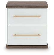 Kendanport - Two Drawer Night Stand - Brown / White - R&R Furniture Gallery (Fountain Valley, CA)