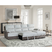 Kia - Sectional With Power And USB - Beige / Brown - R&R Furniture Gallery (Fountain Valley, CA)