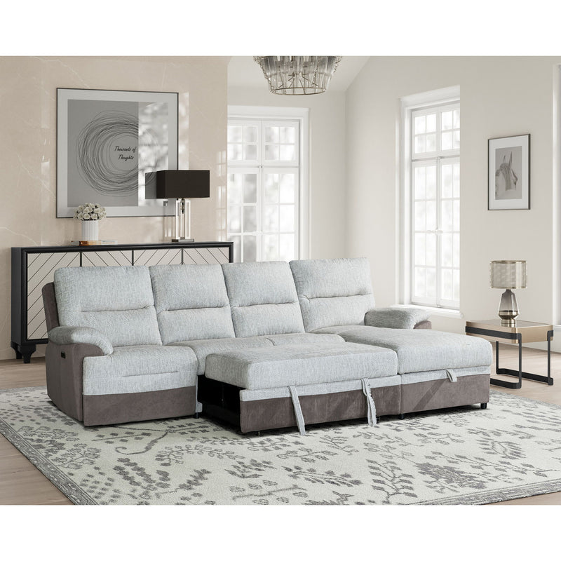Kia - Sectional With Power And USB - Beige / Brown - R&R Furniture Gallery (Fountain Valley, CA)