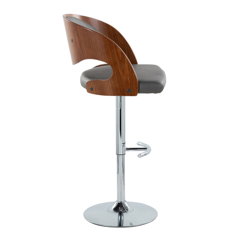 Lumi Source Pino mid-century modern adjustable barstools with swivel and rounded T-footrest, set of 2, in stylish wood finish.